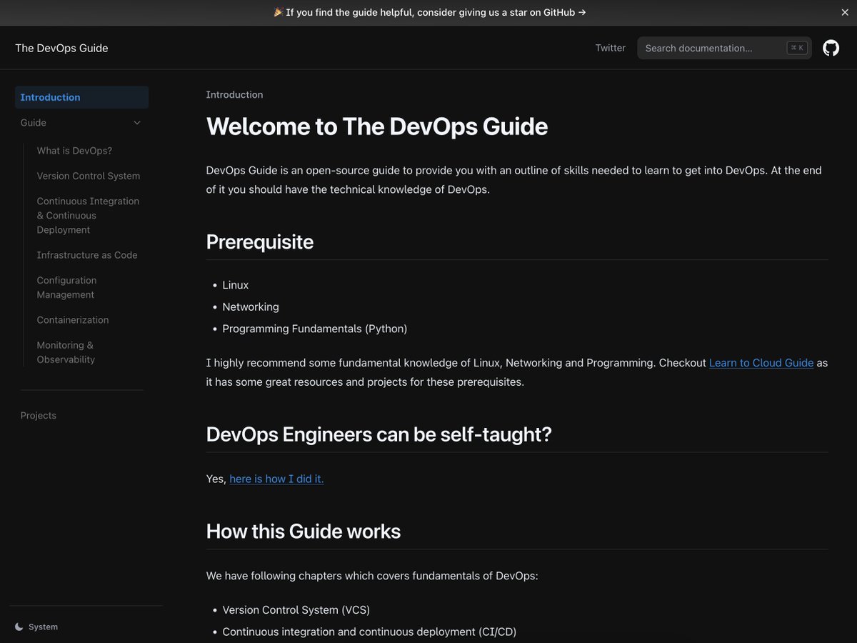 rishabincloud's tweet image. Updated web-version of the @devopsguide 
Check it out - thedevops.guide