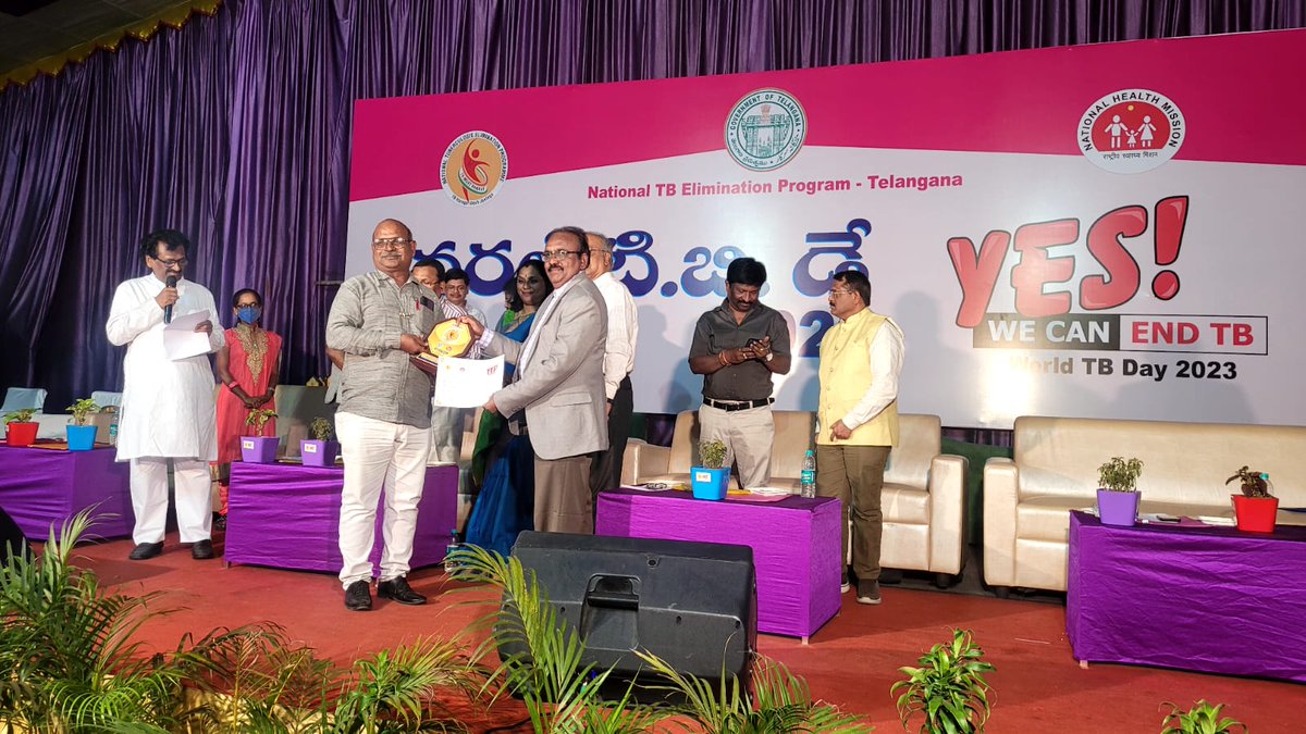 DR TB Coordinator Hyderabad Dist Mr.Srinivas Vidiyala Awarded as best DR TB coordinator in the State.