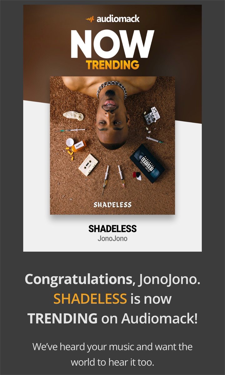 thisisjonojono's tweet photo. Woke-Up to another #Blessing ๐ค TY @audiomack I wrote #Shadeless to enlighten those dealing with #depression and for #mentalhealth awareness. Thank you for helping this #music be heard! https://t.co/s81UXqSiON