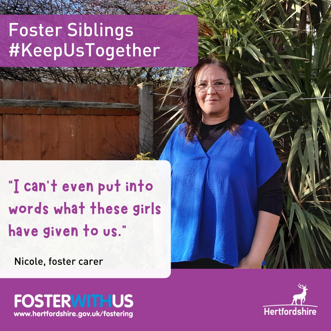 HCCFosterAdopt's tweet photo. Foster carer Nicole started looking after two sisters when they were 11 and 12 years old, and they are still with her five years later.
Watch her video here: https://t.co/vMTfgVs5NL
Find out more, visit https://t.co/e39eSODizL
Or call 0800 917 0925.
#KeepUsTogether https://t.co/YwOftjyks9
