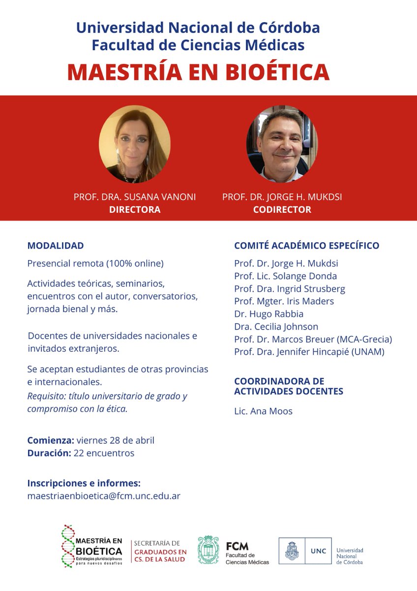 suvanoni's tweet photo. La Maestría en Bioética inicia el curso para una nueva cohorte el 28 de abril 2023. Si te sientes atraído por un espacio de reflexión, no puedes dejar de inscribirte. 100% estrategia híbrida. #FCM #UNC #bioética #reflexiones https://t.co/VfyQWqkhYN