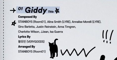 Aline Smith and Annalise Morelli are some of the producers of “Giddy”. Check out some of their works:

Purple Kiss - Sweet Juice
SORN - Sharp Objects
ITZY - 마.피.아. In the morning
SUNMI - Oh Sorry Ya