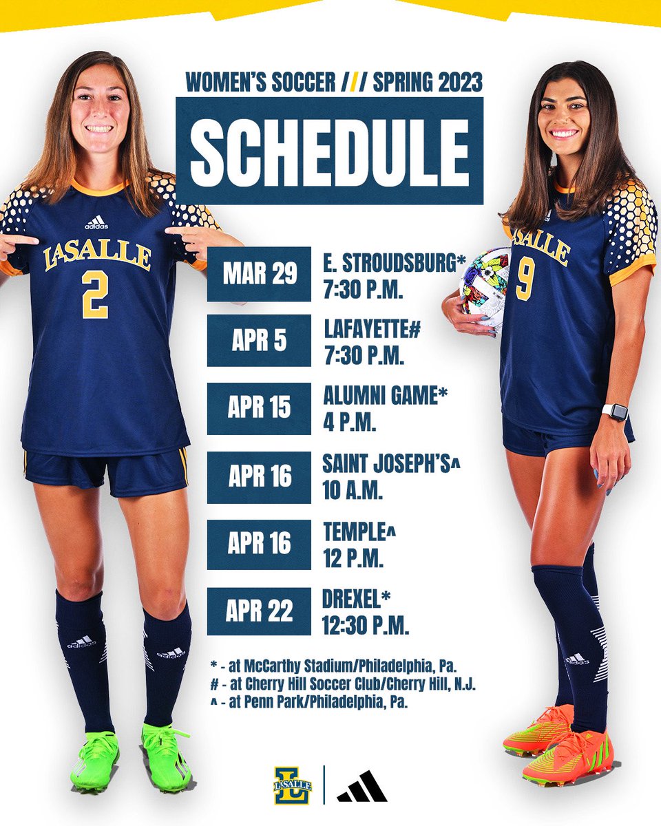 LaSalle_WSOC's tweet photo. Spring Schedule ‼️
Come see us in action over the next month!
✍️: https://t.co/urpvQVtisn
#GoExplorers🔭 https://t.co/jG6Xm4bU70