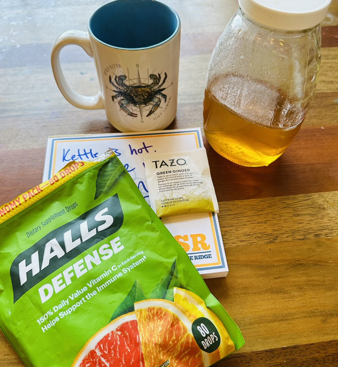 balcer_anne's tweet photo. When your husband knows that you are fighting a cold and losing your voice but still have to fight to ensure that the #communitybank perspective as #SIFIs to #MainStreet is loud &amp; clear! #banklocally #grateful (pictured: the @romerorainey honey = penicillin in a jar!) https://t.co/ICj7IfSXl0