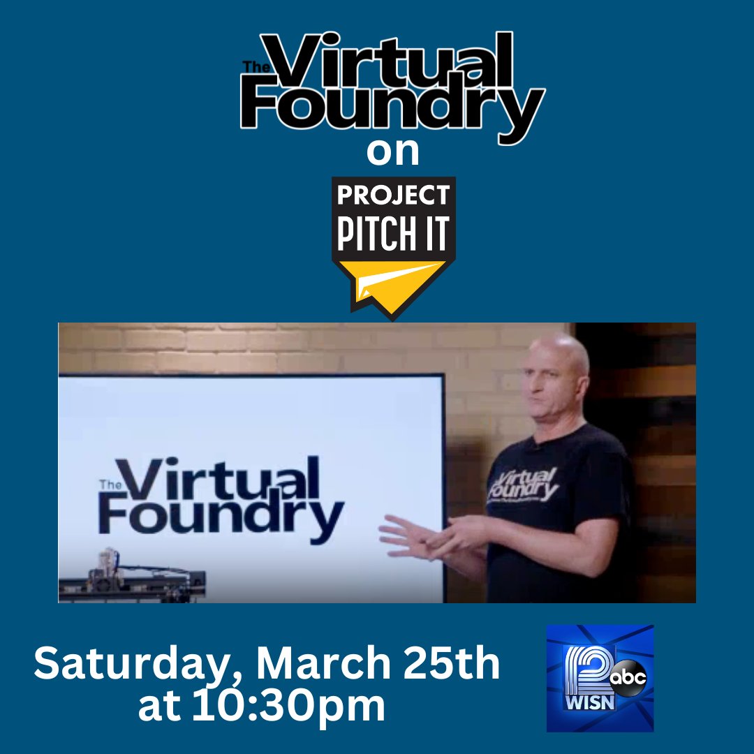 VirtualFoundry's tweet image. Our episode of @ProjectPitchIt to be aired THIS Saturday at 10:30pm on ABC12 in Milwaukee!

We were thrilled to for the opportunity to pitch TVF to a panel of leading WI business moguls. Check it out!

#tvf #projectpitchit #3dmetalprinting #wisconsin #entrepreneur