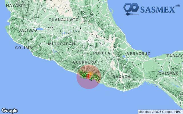 #Sasmex al momento: posible zona epicentral, #TenemosSismo más información en cires.org.mx @Sasmex