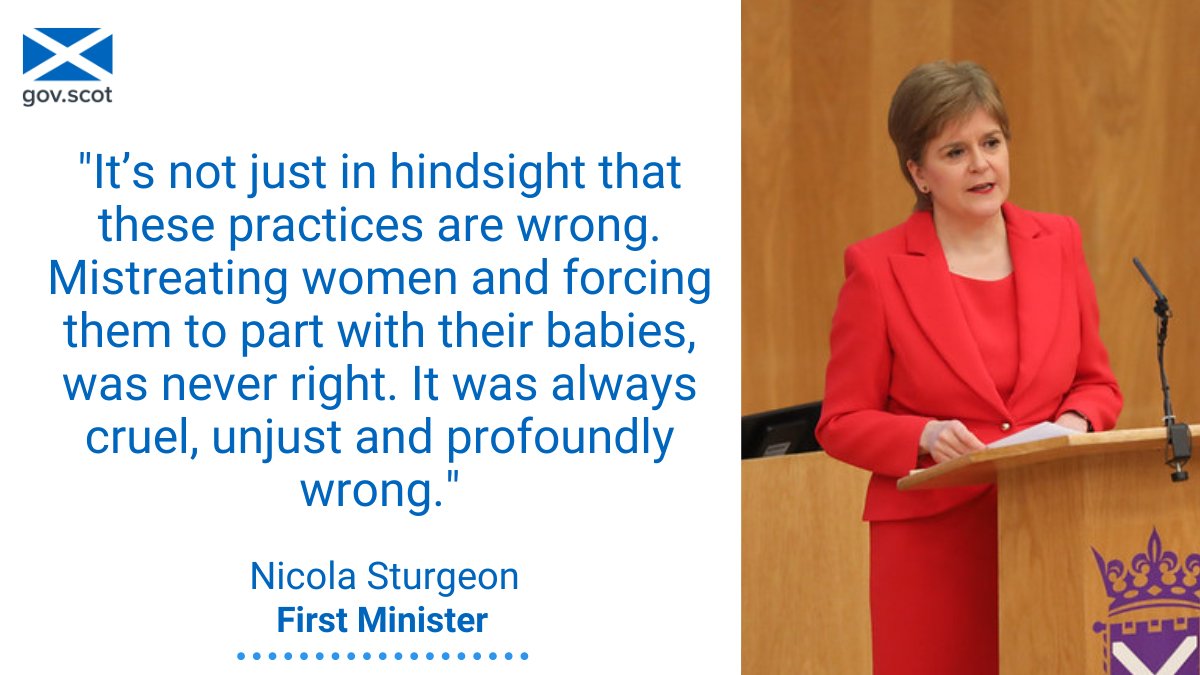 First Minister <a href="/NicolaSturgeon/">Nicola Sturgeon</a> has issued a formal apology to people affected by historical adoption practices.

Until the late 1970s, forced adoption was a relatively common practice in Scotland. Many thousands of women and children were subject to it.

▶️bit.ly/3TyUuEQ