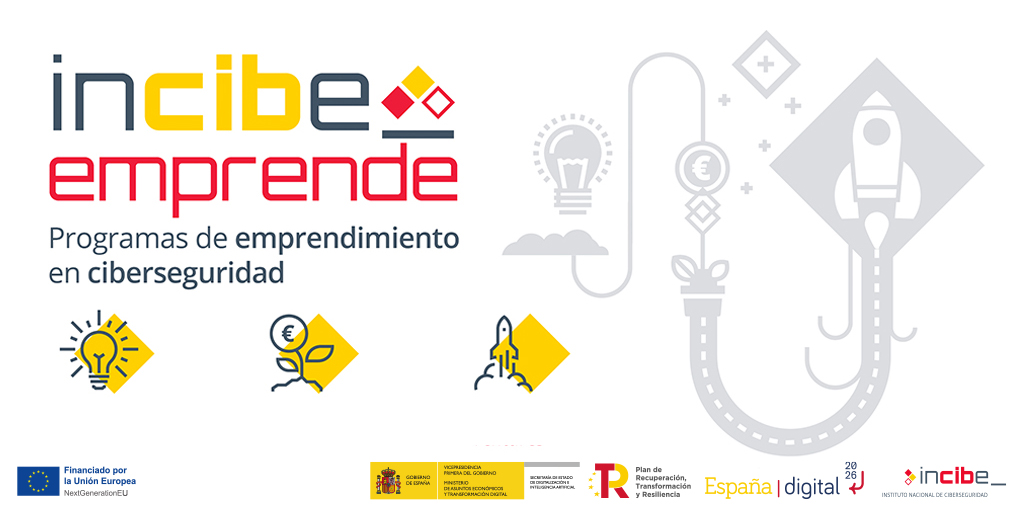 INCIBE's tweet photo. Conoce el programa #INCIBEemprende, una iniciativa para impulsar el #emprendimiento 🚀 en #ciberseguridad en España desde la ideación 💡 hasta la aceleración. 

📌 Infórmate sobre todas las actuaciones en https://t.co/50v6ixzujQ https://t.co/Q9r3MVNg8R