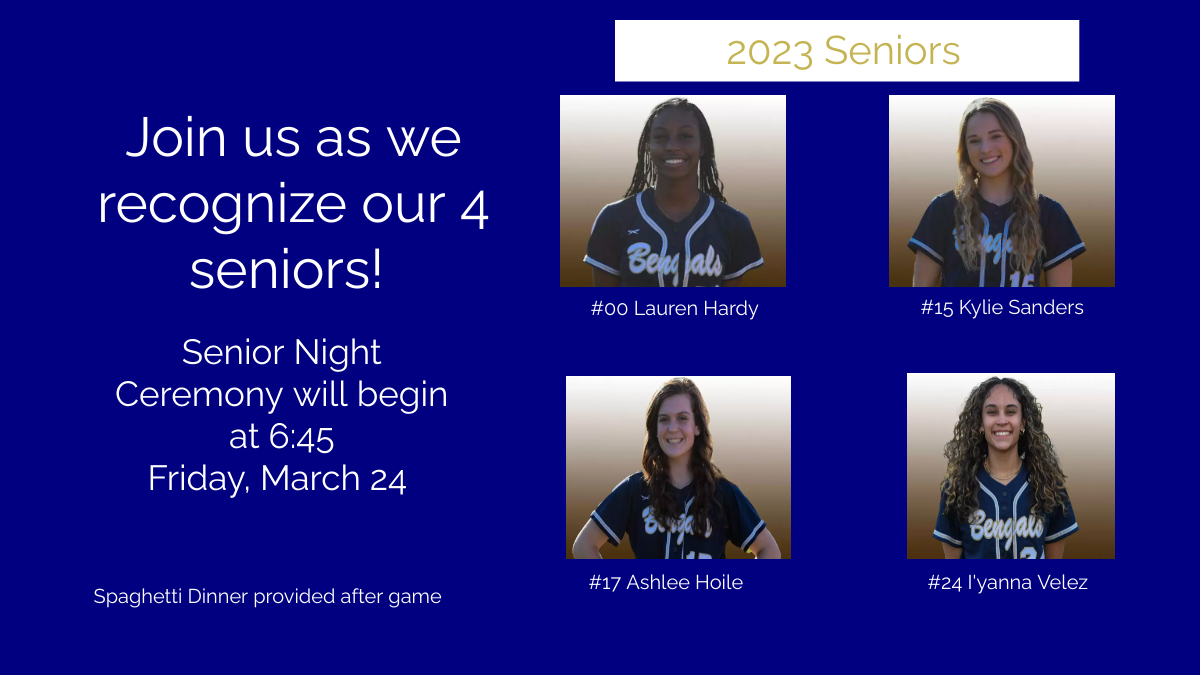Bwood_Softball's tweet photo. Senior Night is Friday, March 24. Come out and support our FOUR seniors! https://t.co/0nm4XKLytW