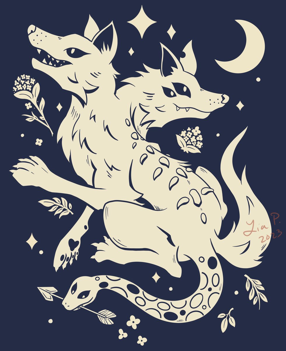 vgfeather's tweet photo. Inside you are two wolves. Or maybe it’s one wolf? Not really sure, but there’s a snake there too
#orthrus #wolf #wolves https://t.co/na35YCfEM2
