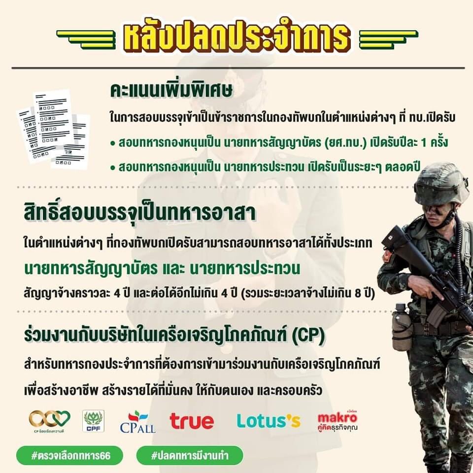 sfthaiarmy's tweet image. เมษายน เดือนของการตรวจเลือกทหารกองประจำการผลัดที่ 1/66 แล้ว โพสต์นี้แอดเลยขอนำเอาสิทธิสวัสดิการต่างๆ ที่น้องๆพลทหารจะได้รับหลังจากเข้าประจำการมาลงอีกครั้งโดยจะเป็นการอัพเดทข้อมูลล่าสุด เผื่อจะเป็นประโยชน์สำหรับผู้ที่สนใ
#ตรวจเลือกทหาร66
#ปลดทหารมีงานทำ
#ทหารกองประจำการ