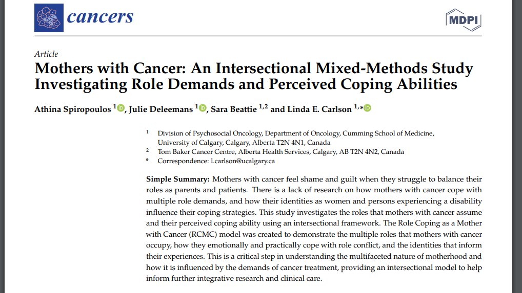 Linda_E_Carlson's tweet photo. Very proud of my outstanding student @AthinaSpiro for publishing her honours (yes, HONOURS) project on mothers with cancer in this exceptional article - and that model - love it! Check it out here open access: https://t.co/l116JYcJu5

@jmdeleem87 @IPOSPsychoOncol @CAPO_ACOP https://t.co/mtWl78ptYr