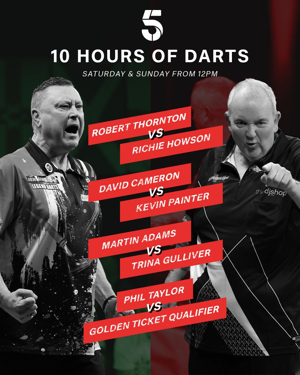 Don't say we don't spoil you... 📺 Two days of #darts live on @channel5_tv, Saturday and Sunday 25th and 26th of March Darts Legends come together for the inaugural #ChampionOfChampions tournament live in #Blackpool.