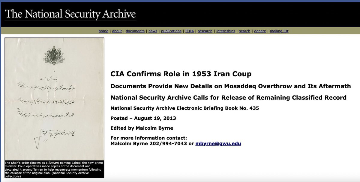 aaolomi's tweet image. the cia literally admitted its role in the 1953 coup