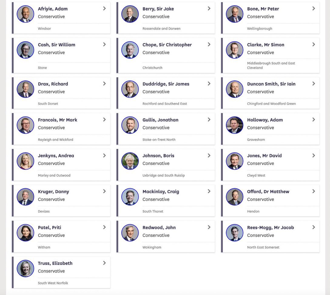 MeetCleaver's tweet photo. Here they are, the MPs who want to prevent peace in Northern Ireland and stop the recovery of the UK economy

I can’t wait to see @johnredwood gone, so Wokingham can finally have a full-time MP https://t.co/ZvpZwB6Ujw