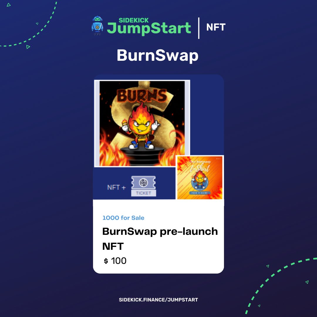 We have another NEW crowdfunding campaign 🔥

<a href="/BurnswapFinance/">Burnswap🔥</a> is now available to view - check out their NFT rewards and utility to get ready for their launch on April 10th!

sidekick.finance/campaign/WJ45CO #crowdfunding #utilitynft #nftcommunity
