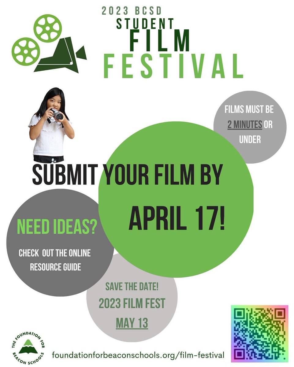 We are one month away from the BCSD student film fest submission deadline! We hope Beacon students are having a great time putting together their 2 minute (or less) films. Remember there’s a lot of great resources and ideas on our website to help! #forbeaconschools #bcsdfilmfest