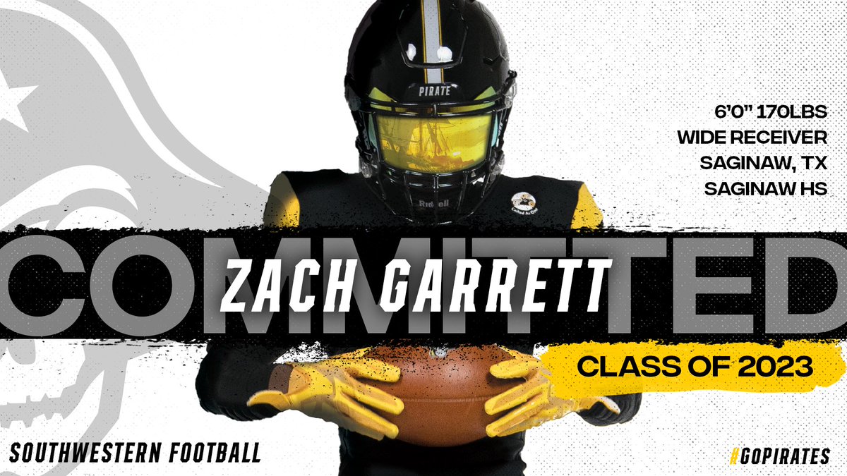 @SUPiratesFB welcomes Saginaw HS @SaginawFootball WR Zach Garrett @2kzachg11! #GoPirates | #BeSouthwestern | #GiveNoQuarter