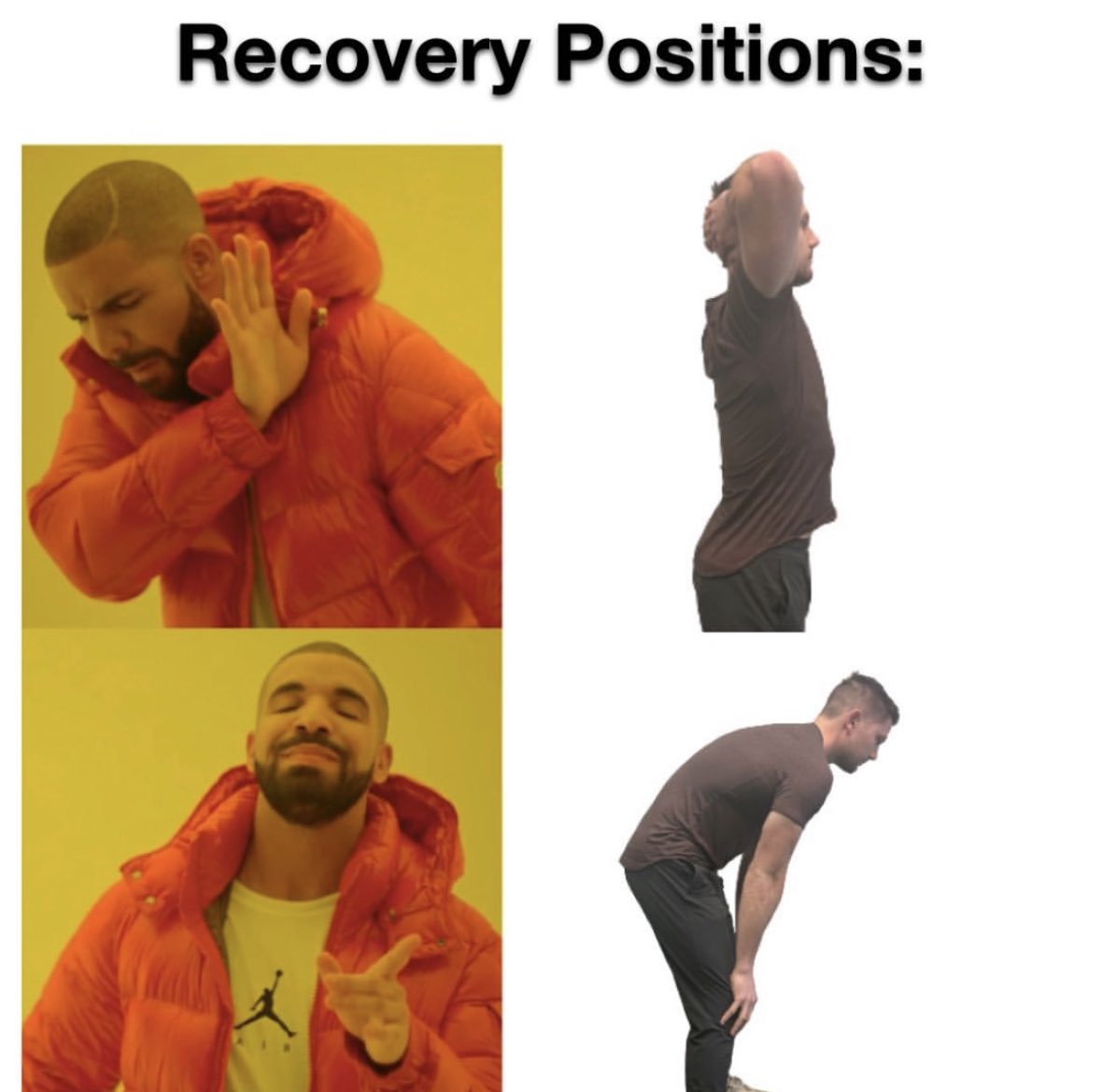 Hands on knees recovery > Hands on your head

A lot of our coaches had it wrong back in the day, and there’s research to back it up.

In this thread I’ll explain the biomechanical reasons why “hands on knees” is superior.