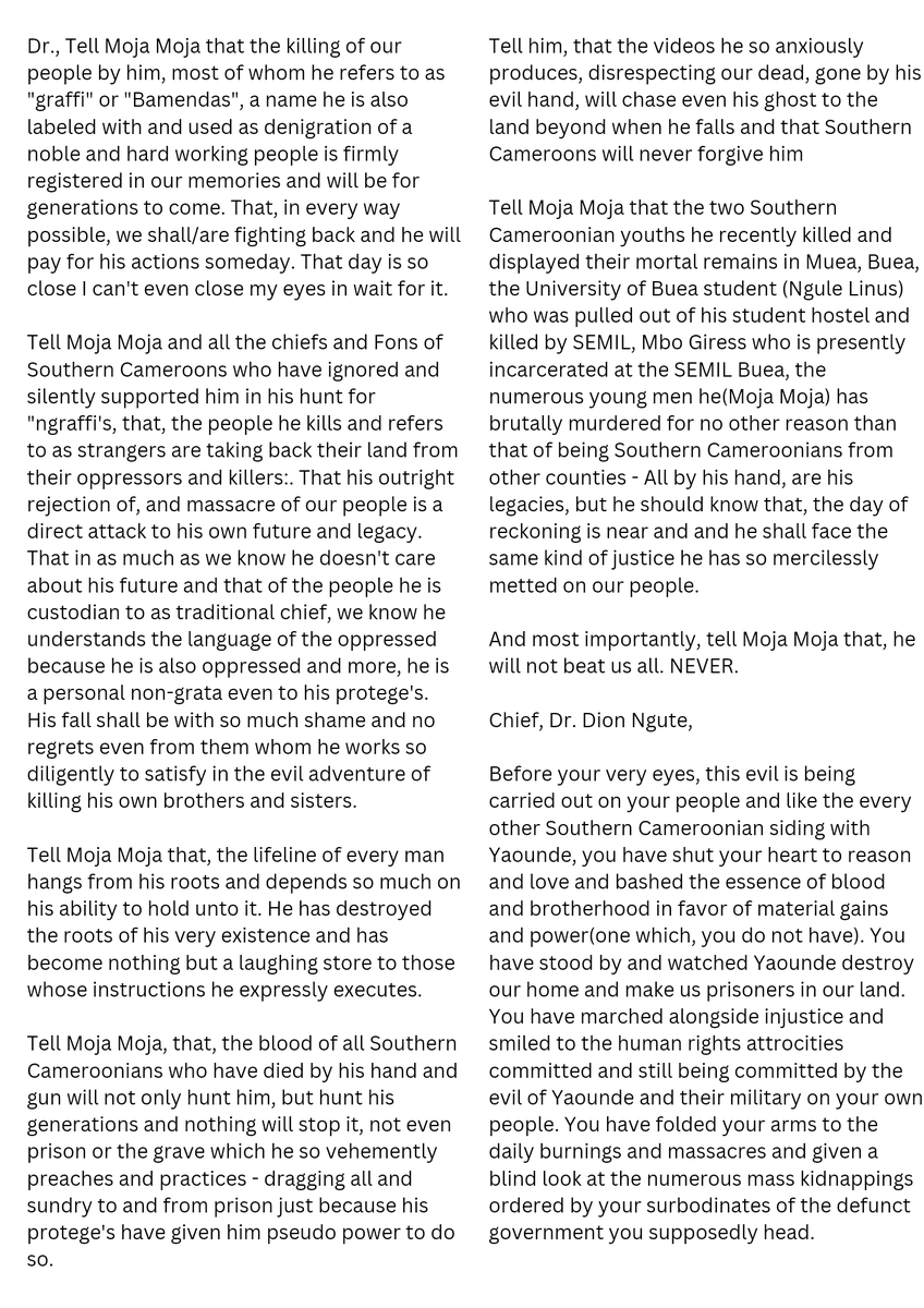 TsiConrad's tweet photo. An Open letter to the Prime Minister of CameroUn by Tsi Conrad. @Pm237Services @CameroonPm237 @USEmbYaounde @TiborPNagyJr @StanleyCohenLaw @cwjroberts @SwissAmbYaounde @Canadiansforpe1 @melaniejoly @CanadaCameroon @UKinCameroon @judithnwana @vuvanhau8754152 @ReleaseThemC https://t.co/11Pt2Cgqyv