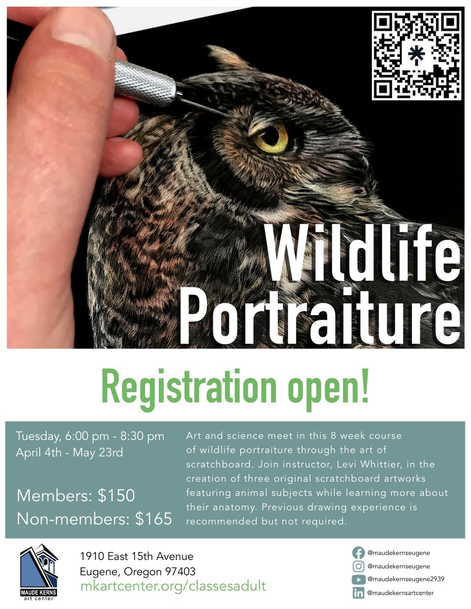 LWhittierArt's tweet photo. It's been awhile but I have some exciting news for folks in the Eugene area. I'm teaching my first in-person class on scratchboard. Unfortunately if I can't get at least six students registered, I can't go forward with the class. Please check it out if you're in the area! https://t.co/wFQzA2MtJg