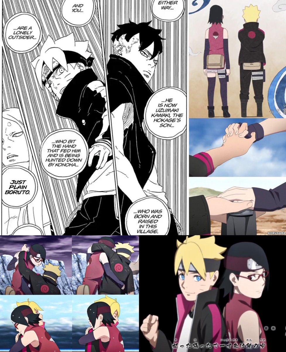 borusaramoments's tweet photo. Some people really used to say all the time “Boruto and Sarada can’t be together cuz the Uchiha clan would end”

Kishimoto solve the question and now Boruto is just BORUTO, no clan name 😭 https://t.co/qMcd6tUQ6m