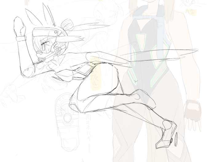 はぁはぁ・・・初めて描くポーズは時間がかかる・・・ 