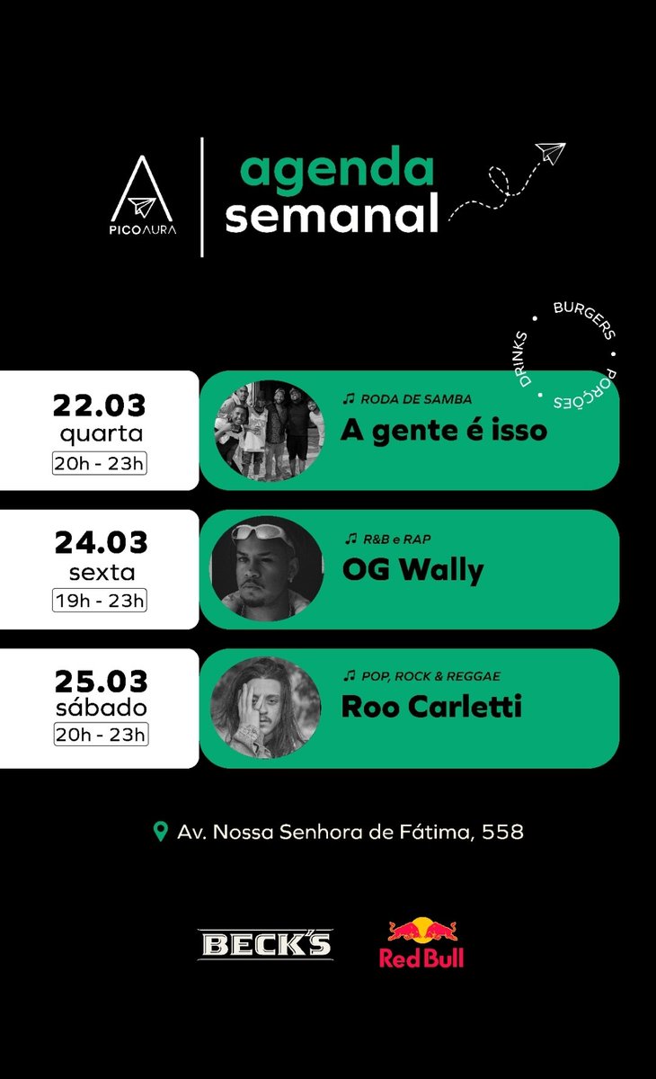 Os eventos + chaves estão de volta no seu Pico favorito! ✨

Acompanha a programação dessa semana! ✔

#boravoar