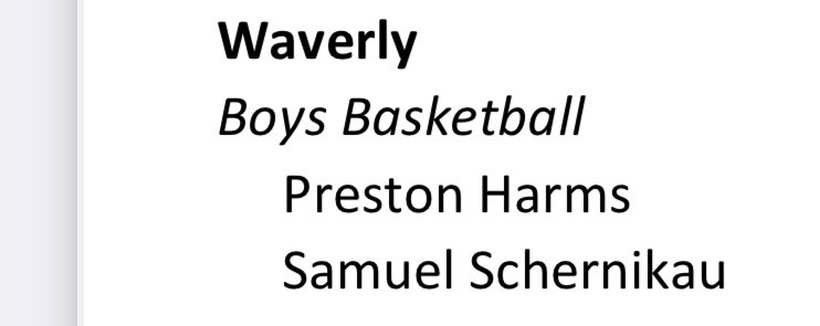 WaverlyBball's tweet photo. NSAA Academic-All State! Congrats ⁦@prestonharms5⁩ and ⁦@SamSchernikau⁩ #EAT https://t.co/ikIosJ2oG4