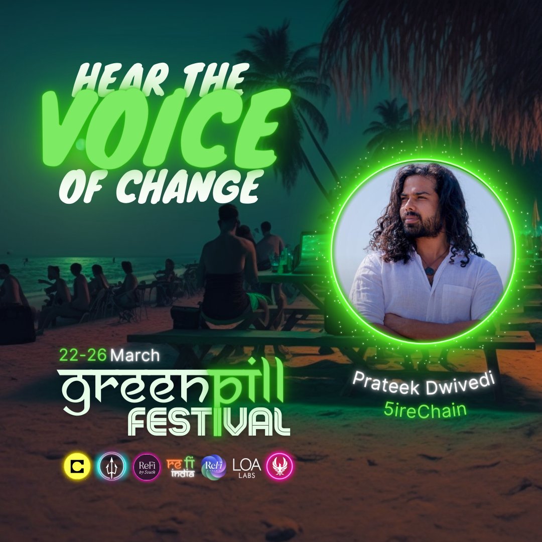 5ireChain's tweet photo. The #Greenpill festival's five-day finale commenced today!🚀

Join us in listening to our Co-Founder and CPO @prateek_fire and learn how our network merges sustainability, #tech, and innovation and how you can #buidl upon it to help save the planet!! 🌍 https://t.co/cpDMB8SFkR