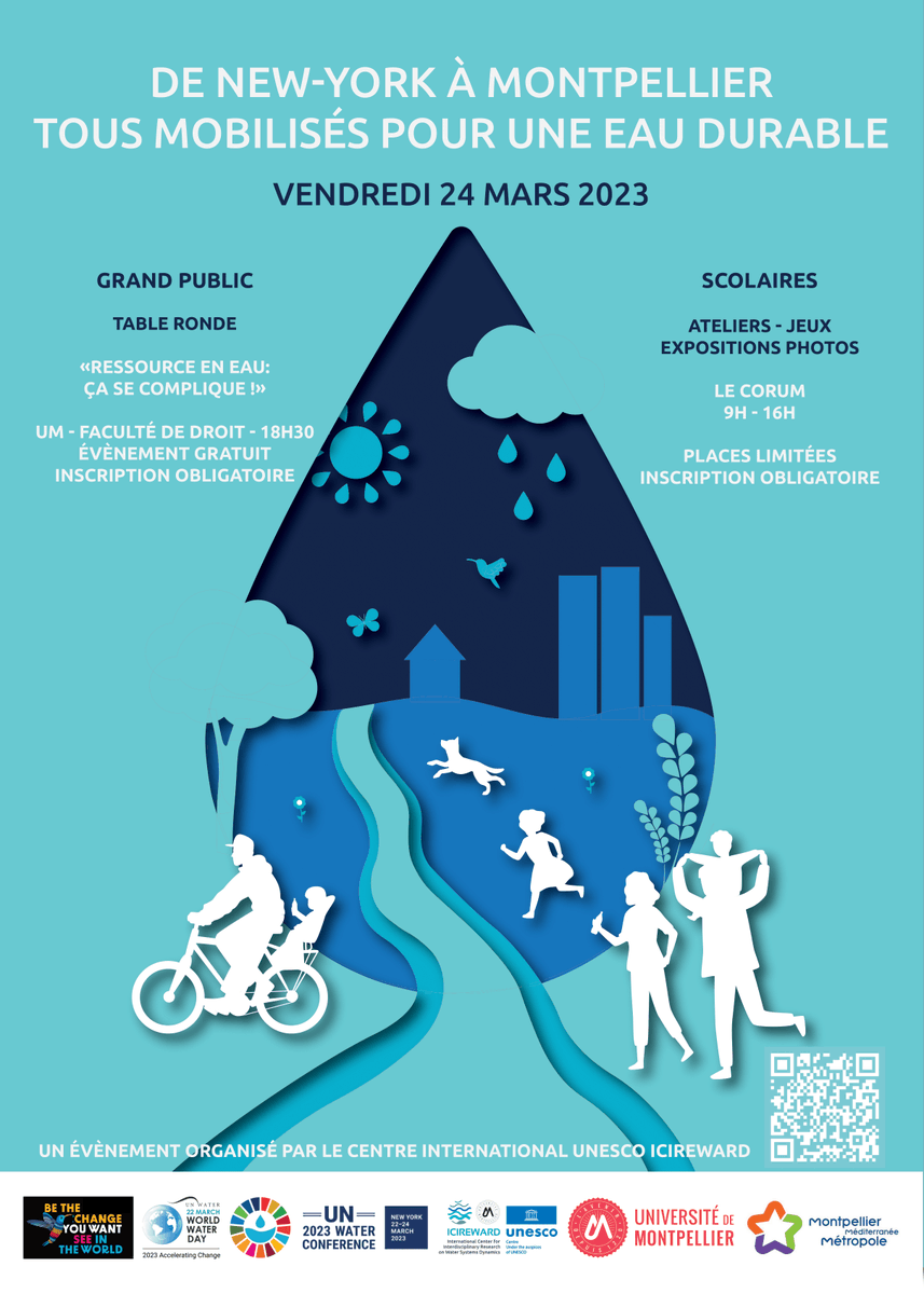 UnescoSIMEV's tweet photo. A l'occation de #UNWaterConference2023  
Vendredi 24 mars au corum, retrouvez le stand IEM / SIMEV sur les principes de Filtration de l'#eau  à destination du jeune public https://t.co/tpPagQINht