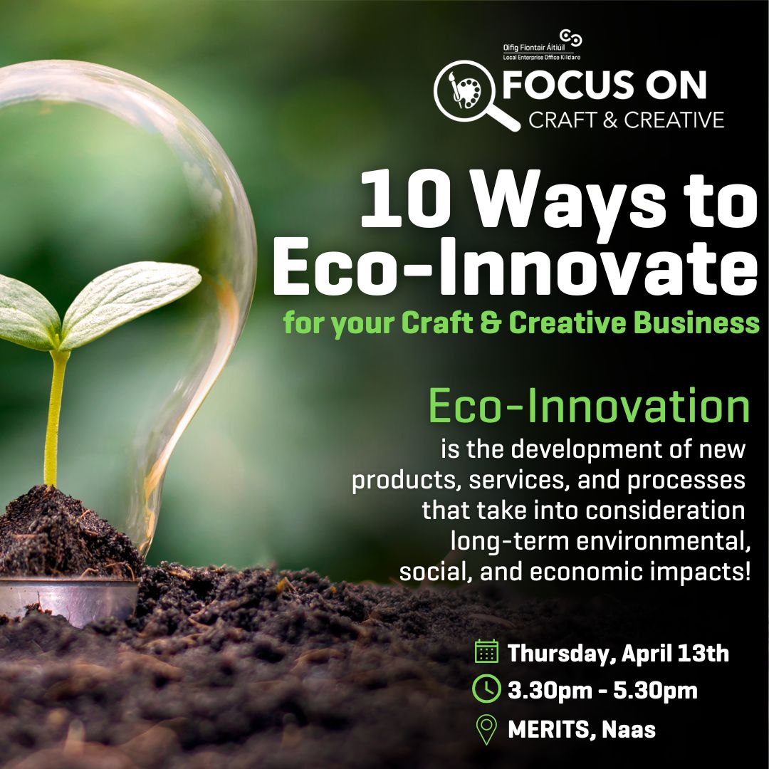 LEO_Kildare's tweet image. Calling all craft/creative business owners in County Kildare!

10 Ways to Eco-Innovate Your Craft &amp;amp; Creative Business

Eco innovation is the development of new products/services &amp;amp; processes that take into consideration the long-term environmental, social, and economic impacts! 🌱