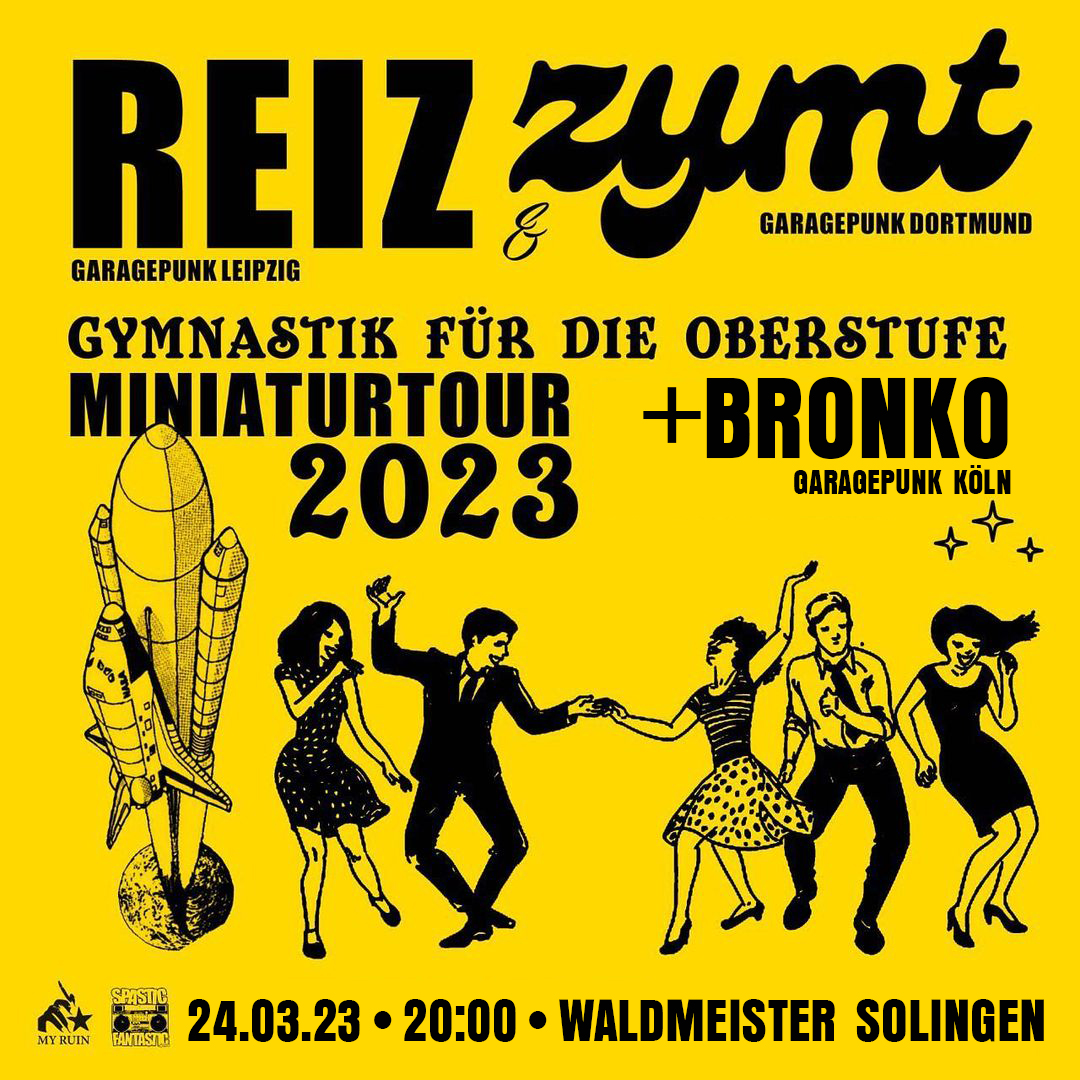 hypecitySG's tweet photo. Garage-Punk trifft NDW: ZYMT, REIZ und BRONKO live im Waldmeister Solingen!
https://t.co/0v51WFeCxS https://t.co/tnQELSNmeU