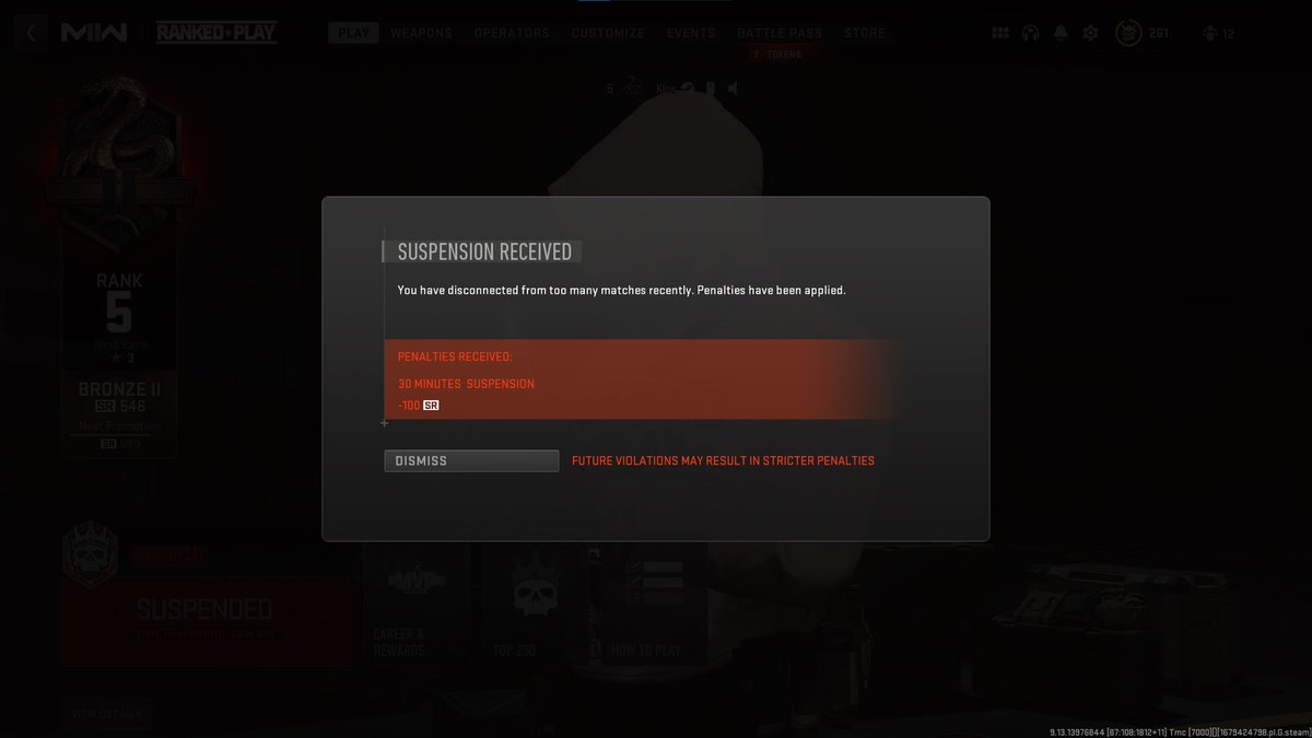itsklos's tweet photo. @ATVIAssist why are you penalizing me for crashing..? Third time in one night. Wouldn’t it make sense to let us reconnect if we crash?.. https://t.co/WeSERcmX66