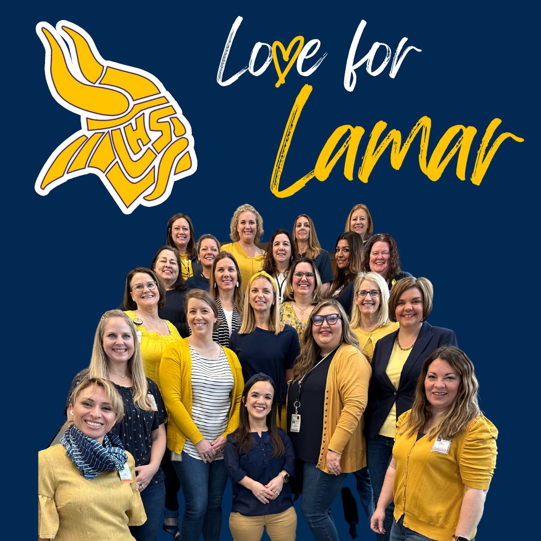 MISDDLTeam's tweet photo. The C&amp;I Department stands together to show their love for the students, staff, families &amp; the entire Lamar HS Community. 💙💛
#loveforlamar #MISDDL #MISDStrong @mansfieldisd https://t.co/p0kEMRt1vb