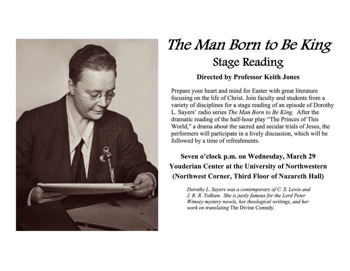 UNW_English's tweet photo. One week from today: The Stage Reading of Dorothy L. Sayers' "The Princes of This World.”

See you there!

kj https://t.co/Zv457qzVsY