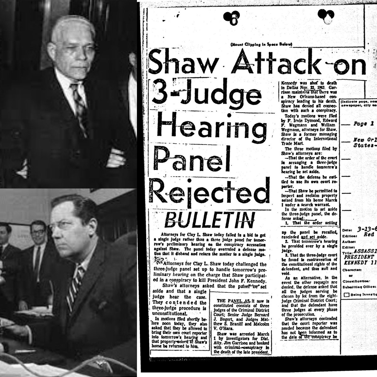 The JFK Files on Twitter "Clay Shaw’s defence attorneys fail to stop