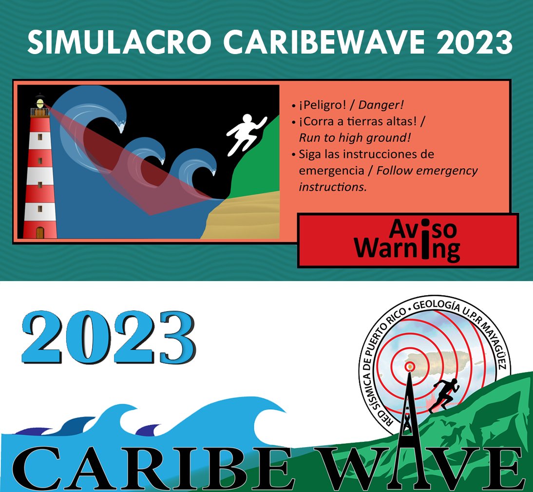 redsismica's tweet photo. 10:07 am - Ejercicio CARIBE WAVE 2023: Boletín 1- Aviso de Tsunami para PR e IV.
Para más información visite la página oficial de la RSPR para el Ejercicio CARIBE WAVE 2023.
https://t.co/o1szvSyExz 
#caribewave2023
#caribewave
#tsunamiready https://t.co/IntQVSeFVQ