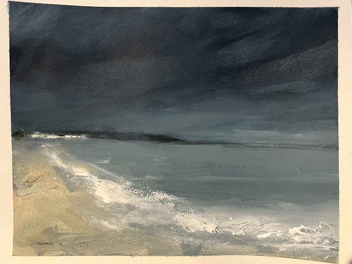 Bray Beach, Storm 
approaching from Dalkey 
acrylic on paper 
12x15’