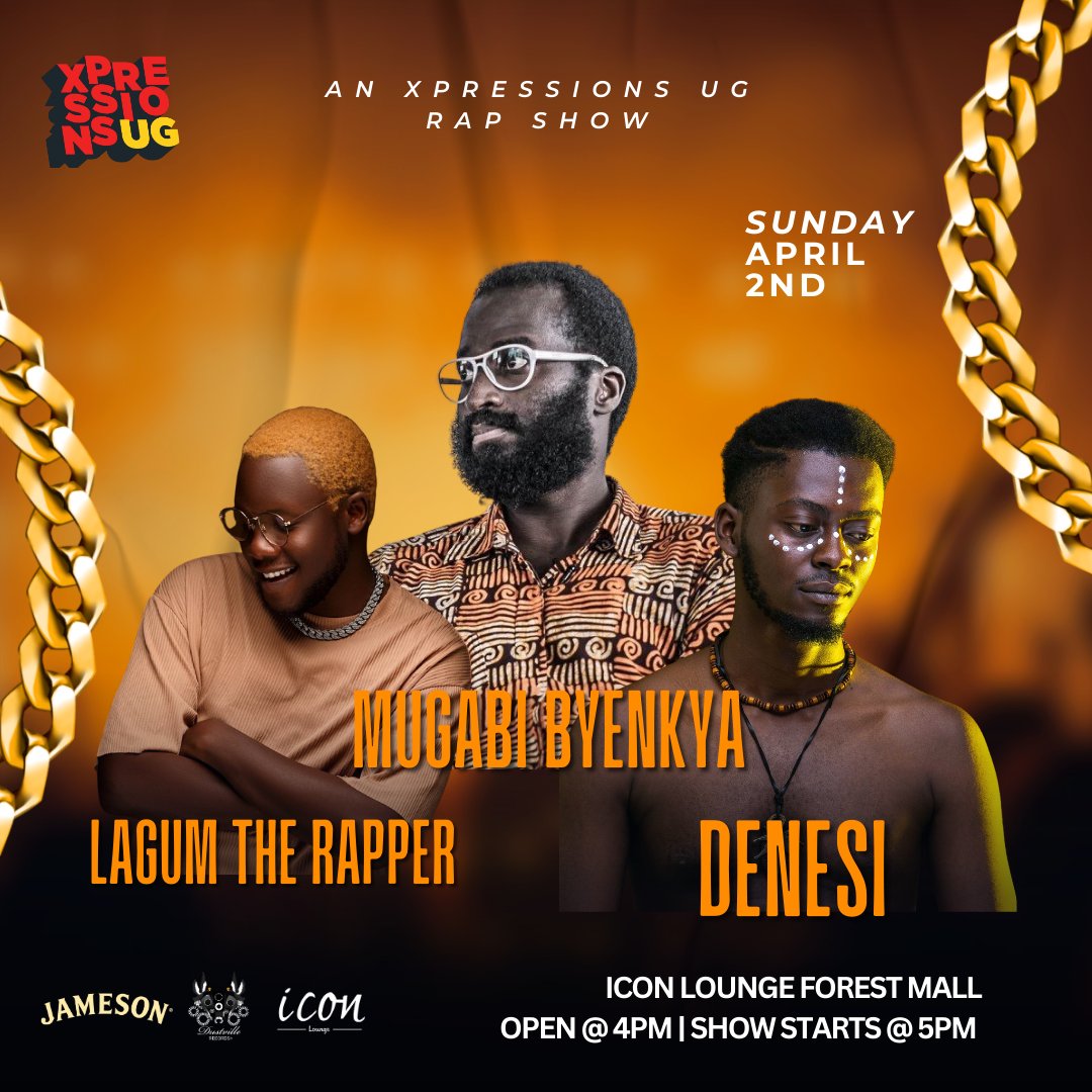 XpressionsUG's tweet photo. As you receive those oliwa texts today, don’t forget to add us to your April proggie 😁  Join us as we #WidenTheCircle with The Rap Show ft. @Denesi__, @lagumtherapper + @mugabsb NEXT SUNDAY! 

Get your early bird ticket here -https://t.co/FIe1ye7jHh🚀

@JamesonUganda @Dustville https://t.co/UKRbTe0M4c