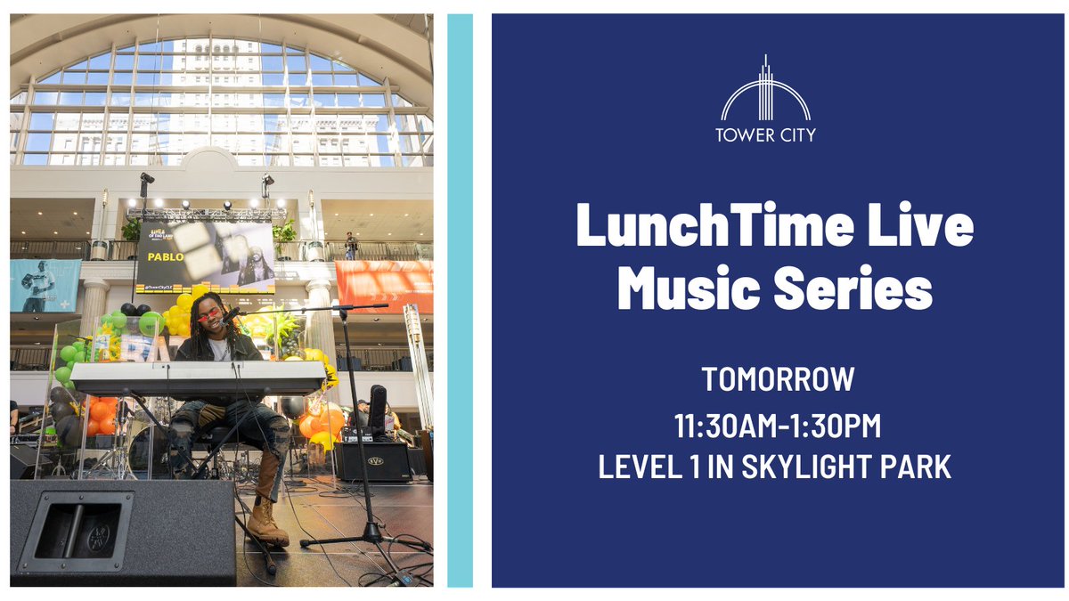 TowerCityCLE's tweet photo. Don't miss out on Live Music tomorrow at Skylight Park at our Lunchtime Live Music Series! The fun starts at 11 AM! #TowerCityLive #TowerCityCLE #CLEevents https://t.co/eRQ7efN7HG