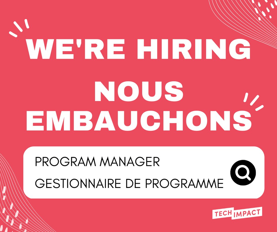 We are looking for the next TechImpact team member to join our team as Program Manager for Digital Skills. 

Visit our job posting (hubs.li/Q01HPFfc0), and complete the application form (hubs.li/Q01HPK6d0) no later than Monday, April 3rd, 2023.