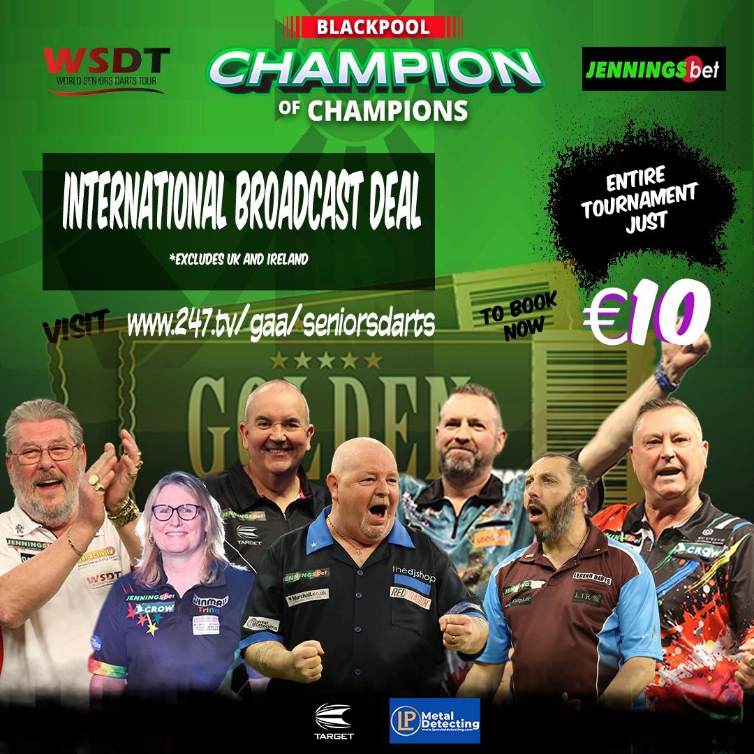 If you are outside the UK you can still see every dart thrown this weekend at the Jenningsbet Champion of Champions, simply click on 247.tv/gaa/seniorsdar… and follow the instructions to secure the weekend for just 10 euro.