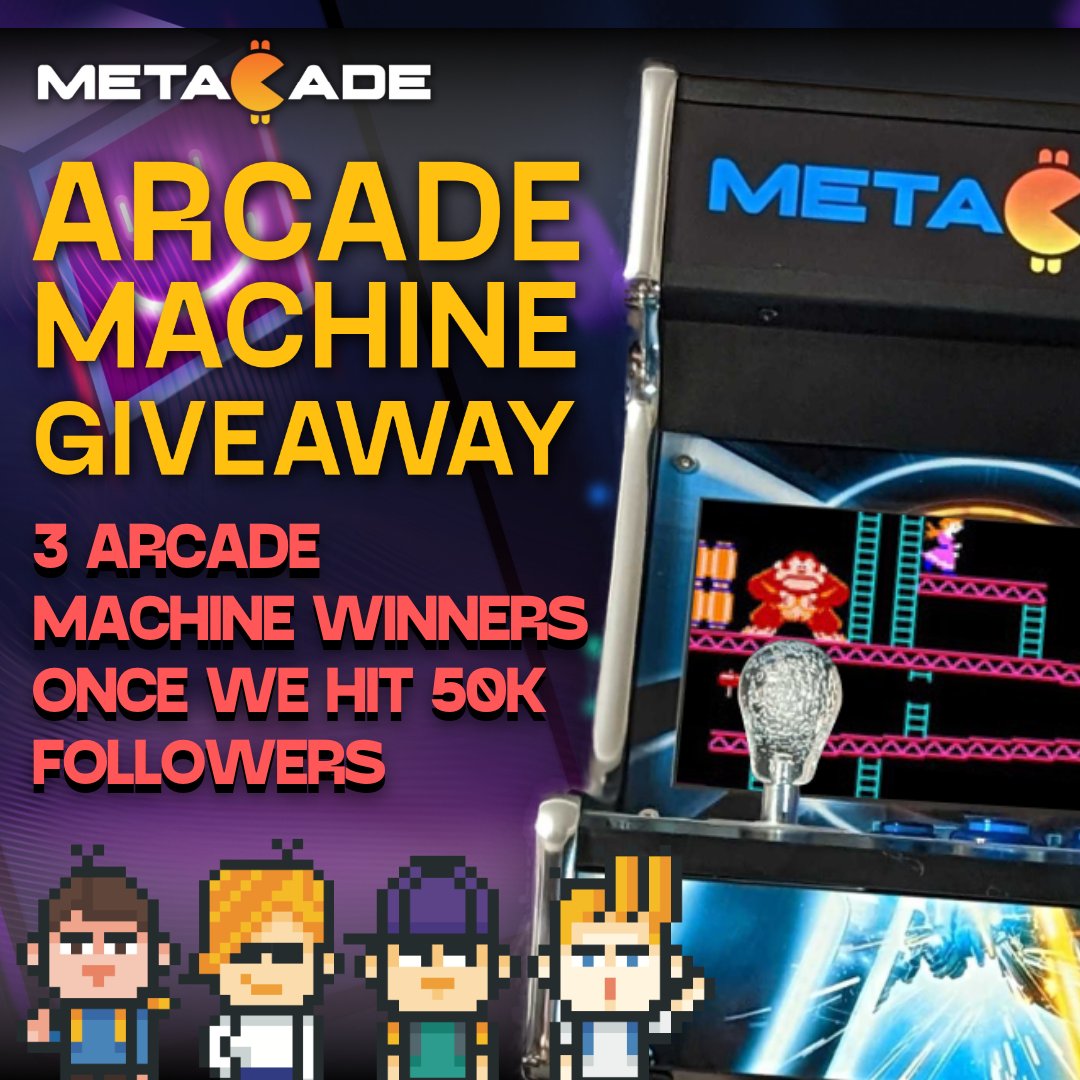 🚨GIVEAWAY ALERT🚨

We are giving away 3 ARCADE MACHINES to 3 of our followers when we reach 50,000 followers🚀

SIMPLY⬇️
✅FOLLOW <a href="/Metacade_/">METACADE</a>
✅LIKE AND RETWEET THIS TWEET
✅TAG A FRIEND TO FOLLOW METACADE BELOW

GO! GO! GO!🚀