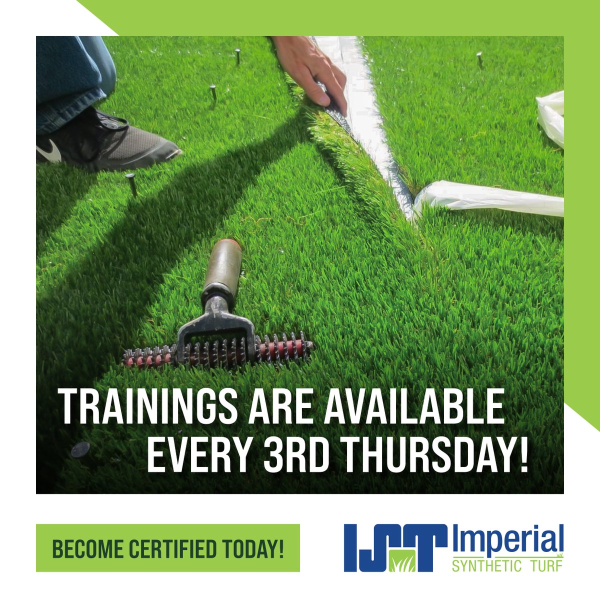 TurfImperial's tweet photo. We expertly train contractors in proper installation techniques, offering you the skills needed to get the job done right and on-budget. The CAst certiﬁcation program consists of six hours of FREE classroom training. Visit our our link in our bio and sign up today! https://t.co/Roc0XaCp9P