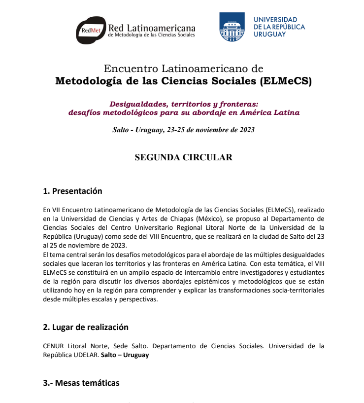 VIII ELMECS, Salto, Uruguay.  ¡Todos invitados!
elmecs.fahce.unlp.edu.ar <a href="/erickbremermann/">erick bremermann</a>