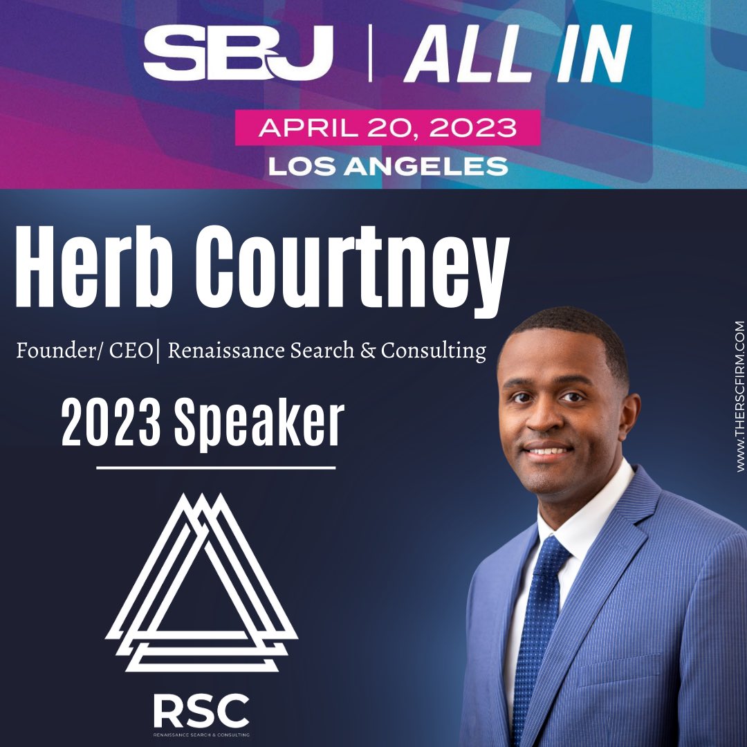 Renaissance Search & Consulting (@therscfirm) on Twitter photo We are honored to announce that our CEO Herb Courtney will be a 2023 guest speaker at the <a href="/SBJ/">Sports Business Journal</a> All In Conference. We look forward to seeing everyone there, stay tuned! We are honored to announce that our CEO Herb Courtney will be a 2023 guest speaker at the <a href="/SBJ/">Sports Business Journal</a> All In Conference. We look forward to seeing everyone there, stay tuned!