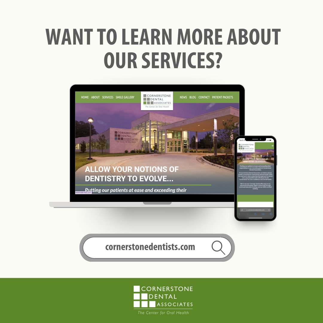 Cornerstone_DDS's tweet photo. If you ever have any questions about the array of services we offer, head on over to our website at https://t.co/e4L32wrHeP 

You can also always give our office a call at (704) 482-5119. We are happy to help! https://t.co/soBwfrWbfR