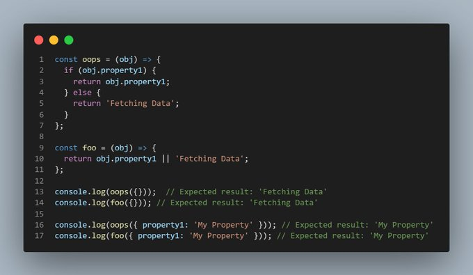 lpwjoel's tweet photo. JavaScript - Short-Circuit Evaluation
"oops" and "foo" functions do the same thing, however, "foo" uses Short-Circuit Evaluation.
#javascript #programming #coding #programmer #webdevelopment #software #frontend #web #js #dev #programmerlife #techtwitter #techwritter #techwritter https://t.co/Rfhtoy0w8D