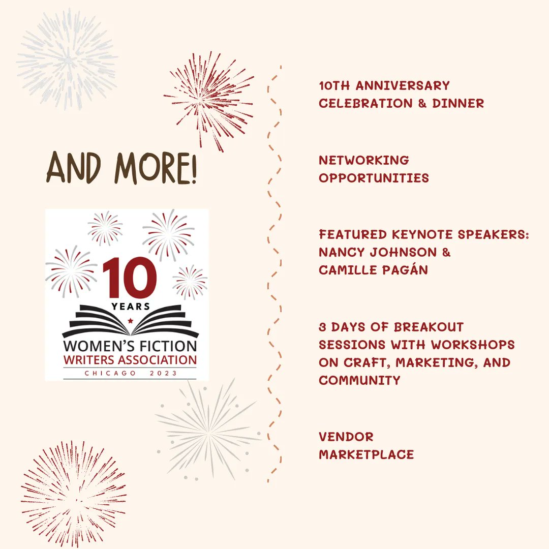 WF_Writers's tweet image. To celebrate 10 years of connecting women's fiction writers around the world, we are convening in Chicago for a conference that celebrates the heart of what makes this association great.

Register Now: buff.ly/3LB8dt3 

#chicago #10yearanniversary #writingconference #WFWA